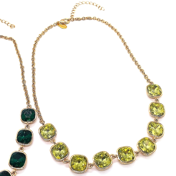 CHICO'S Crystal Gemstone Statement Collar Necklace in Gold - 3 Choices - Picture 2 of 8